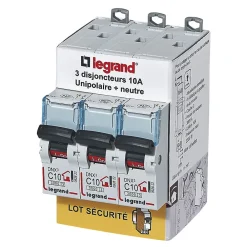 Legrand Disjoncteur DNX3 unipolaire + neutre 10A vendu par 3 pièces