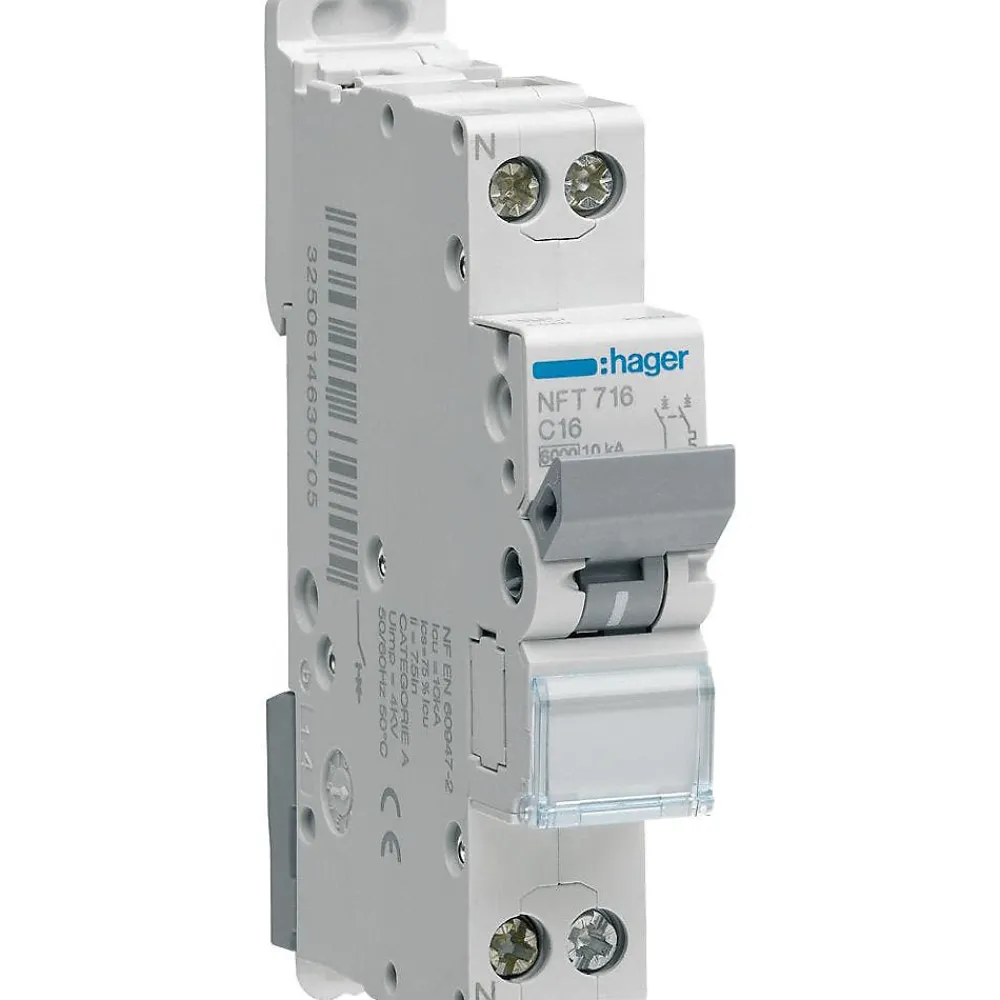 Hager Disjoncteur - 1P+N - 32A - 6-10kA - Type C