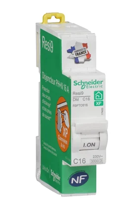 Schneider Electric Disjoncteur peignable courbe C phase + neutre 16A Resi9 XP