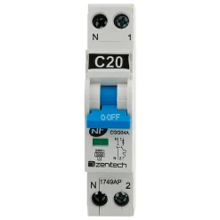 Zenitech Disjoncteur PH/N 20A cumulus + chauffe-eau