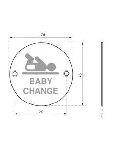 Thirard Disque de signalisation Espace Bébé , à visser, inox brossé, marquage noir, diamètre 76mm -