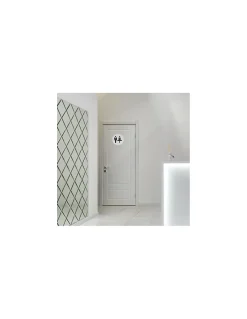 Thirard Panneau De Signalisation-Disque de signalisation WC Mixte , à visser, inox brossé, marquage noir, diamètre 76mm -