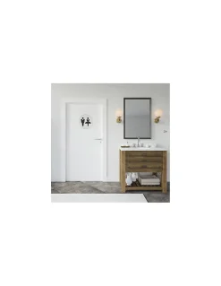 Thirard Panneau De Signalisation-Disque de signalisation WC Mixte , à visser, inox brossé, marquage noir, diamètre 76mm -