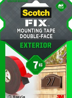 Scotch Ruban Adhésif-Double face extérieur 3M 19 mm x 5 m noir, 7 kg