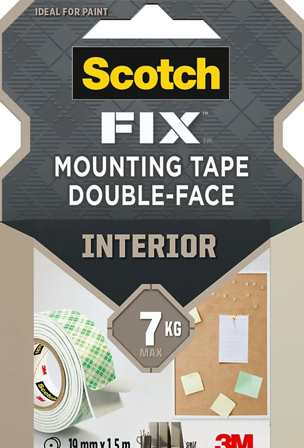3M Double face intérieur 19 mm x 1.5 m blanc, 7 kg