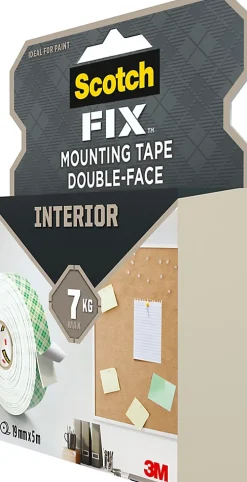 Scotch Double face intérieur 3M 19 mm x 5 m blanc, 7 kg