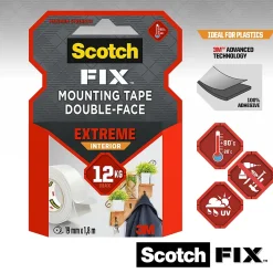 Scotch Double face intérieur 3M 19 mm x 1.5 m blanc, 12 kg