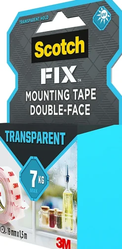 3M Ruban Adhésif-Double face intérieur Scotch Extrême 19 mm x 1.5 m transparent, 7 kg