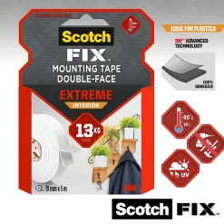 Scotch Double face intérieur Extrême 19 mm x 5 m blanc, 13 kg