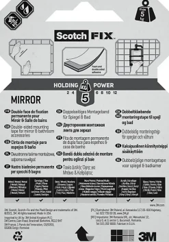 Scotch Double face miroir 3M 19 mm x 1.5 m blanc, 5 kg