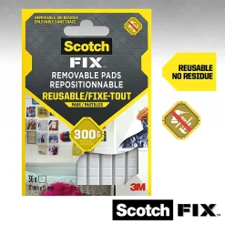 3M Ruban Adhésif-Double face repositionnable 11 x 15 mm blanc, 36 carrés 300 g