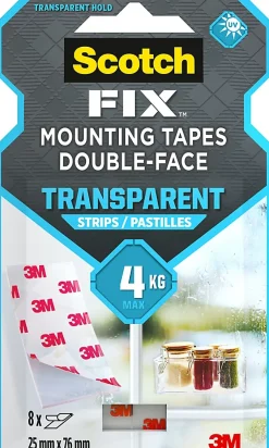 Scotch Ruban Adhésif-Double face Extrême 76 mm x 25 mm transparent, 8 pièces 4 kg