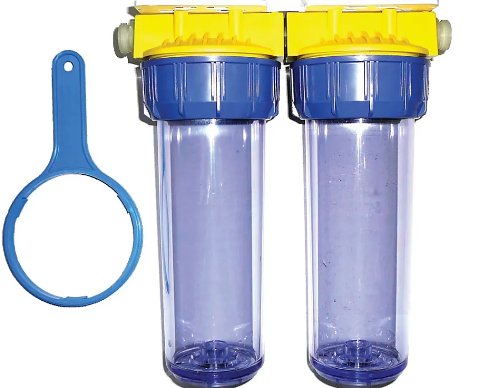 Polar Double filtre 3/4'' BYPASS anti-calcaire avec équerre et cartouche - - FD34CBP