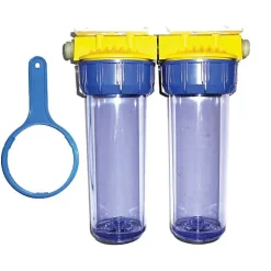 Polar Double filtre 3/4'' BYPASS anti-calcaire avec équerre et cartouche - - FD34CBP