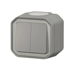 Legrand Double interrupteur Plexo gris en saillie
