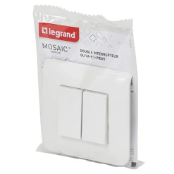 Legrand Double interrupteur va-et-vient à vis Mosaïc blanc