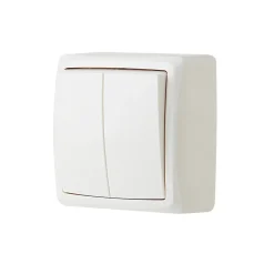 Jacobsen Interrupteur En Saillie-Double interrupteur va-et-vient monobloc en saillie étanche Sigurd blanc complet