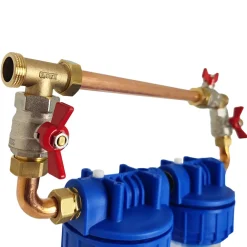 Toodo Filtre Anti Calcaire-Double Porte Filtre à Eau Bypass 9"3/4 installation Facile Raccord 3/4" - 20/27 Filtre Domestique Fabriqué en France