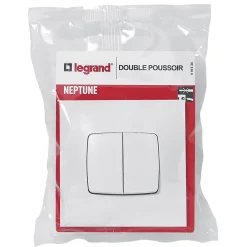 Legrand Interrupteur Encastrable-Double poussoir Neptune Blanc