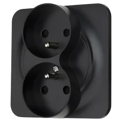 Jacobsen Prise Encastrable-Double prise avec terre Espen noir composable