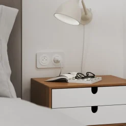 Jacobsen Prise Encastrable-Double prise avec terre prêt câblée Espen blanc composable