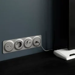 Jacobsen Prise Encastrable-Double prise avec terre prêt câblée Espen aluminium composable