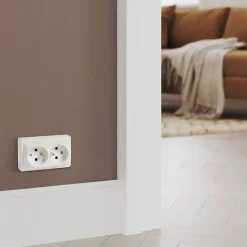 Jacobsen Prise En Saillie-Double prise monobloc en saillie Sigurd blanc complet