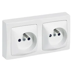 Legrand Prise En Saillie-Double prise 2 pôles+terre horizontale ASL blanc