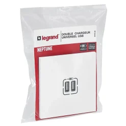 Legrand Double prise USB Neptune Blanc mat