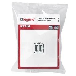 Legrand Double prise USB Neptune Blanc mat
