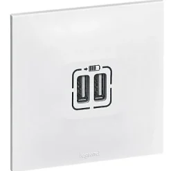 Legrand Double prise USB Neptune Blanc mat