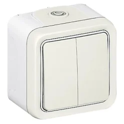 Legrand Interrupteur Étanche-Double va et vient complet Plexo saillie blanc