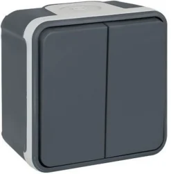 Eurohm Double va et vient saillie 10A gris - IP55 - OXXO