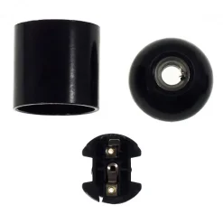Lnd Douille Électrique-Douille Noire E27 noire Bakélite à Chemise Lisse Style Rétro et Qualité Moderne