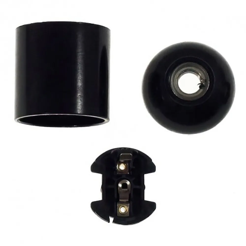 Lnd Douille Électrique-Douille Noire E27 noire Bakélite à Chemise Lisse Style Rétro et Qualité Moderne