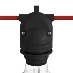 Lnd Douille noire E27 étanche IP65 à double sortie pour guirlande d'extérieur