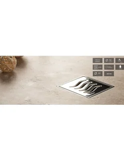 Karag Drain de douche carré en acier inoxydable CONFLUO TIDE 15x15 cm