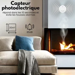 Aroha Détecteur de fumée Safety Pro Mini - Batterie 10 ans - Détecteur de fumée - Alarme incendie - 3 pièces