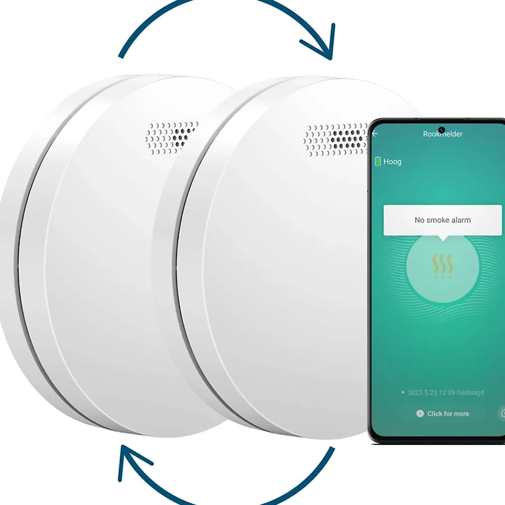 Aroha Détecteur de fumée Smart Connect & Link connectable et WiFi - Alarme incendie connecte Tuya et Smartlife - 2 pieces