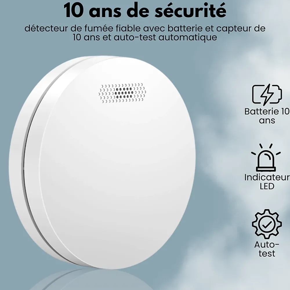 Aroha Détecteur de fumée Smart Connect & Link connectable et WiFi - Alarme incendie connecte Tuya et Smartlife - 3 pieces