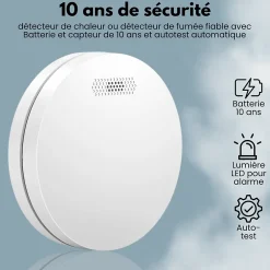 Aroha Détecteur De Monoxyde De Carbone Et Gaz|Détecteur De Fumée, Gaz Et Protection Incendie-Détecteur de fumée/chaleur connectable Link - Batterie 10 ans - Capteur de fumée interconnecté - Alarme incendie - Pack de 3