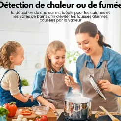 Aroha Détecteur de fumée/chaleur connectable Link - Batterie 10 ans - Capteur de fumée interconnecté - Alarme incendie - Pack de 2