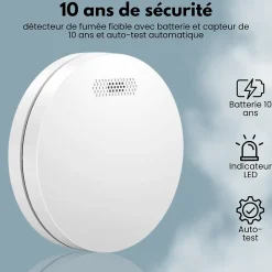 Aroha Détecteur De Fumée|Détecteur De Fumée-Détecteur de fumée connectable Link - Batterie 10 ans - Capteur de fumée interconnecté - Alarme incendie - 3 pièces