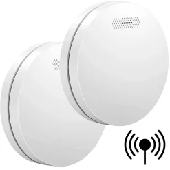 Aroha Détecteur De Fumée|Détecteur De Fumée, Gaz Et Protection Incendie-Détecteur de fumée connectable Link - Batterie 10 ans - Capteur de fumée interconnecté - Alarme incendie - 2 pièces