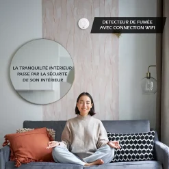 Kyf Détecteur De Fumée|Détecteur De Fumée-Détecteur de fumée connecté WIFI - CE EN14604 - Pile 10 ans scellée et Kit de fixation magnétique