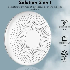 Aroha Détecteur de fumée et de monoxyde de carbone Smart Connect WiFi - Batterie 10 ans - Alarme incendie et CO - 5 pièces