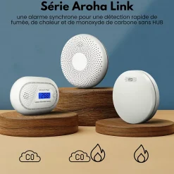 Aroha Détecteur de fumée et de monoxyde de carbone interconnecté Link - Alarme incendie et CO interconnectable - 5 pièces