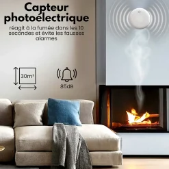 Aroha Détecteur de fumée et de monoxyde de carbone interconnecté Link - Alarme incendie et CO interconnectable - 5 pièces