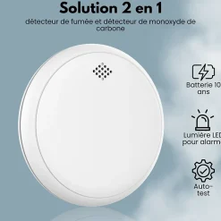 Aroha Détecteur De Monoxyde De Carbone Et Gaz|Détecteur De Fumée, Gaz Et Protection Incendie-Détecteur de fumée et de monoxyde de carbone Safety Pro Sleep Line - Batterie 10 ans - Alarme incendie et de CO - 3 pièces