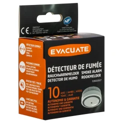 Détecteur De Fumée|Détecteur De Fumée, Gaz Et Protection Incendie-Détecteur de fumée Evacuate autonomie 10 ans 85 dB(A)